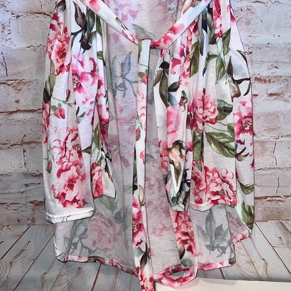Show Me Your Mumu Robe Womens One Size Pink Floral Short Sleeve Tie Waist Garden - Picture 5 of 9